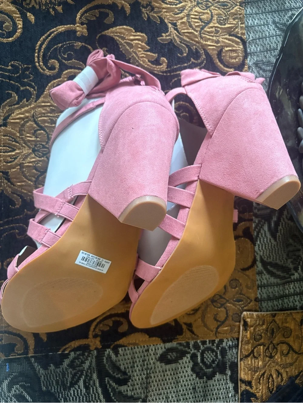 ๐ท Size 13 Wide Width Women's Strappy Rose Pink Block-Heel Sandals - Picture 4 of 7